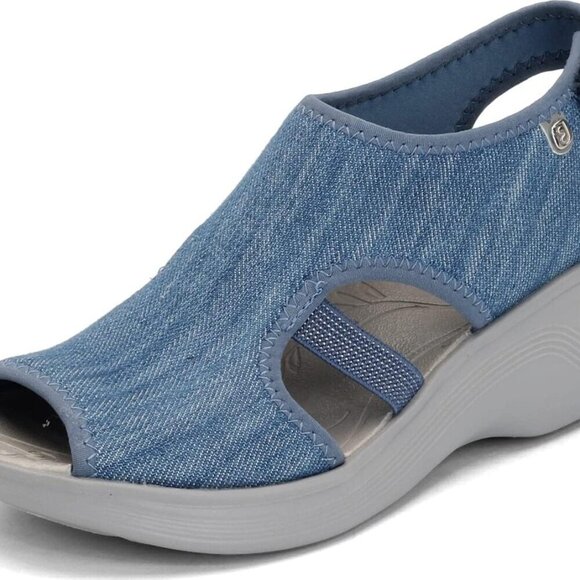 Shoes - Womens Dream Ankle Straps Denim Slip-On Sandals Size 7.5 Synthetic Sole
